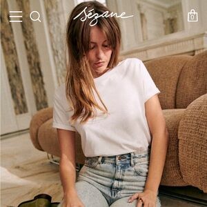 Sezane White Short Sleeve Tee (Like New Condition)